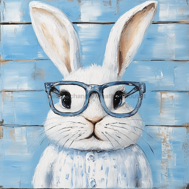 Easter Sign, Bunny with Glasses, DCO-12897, Sign For Wreath, 10x10